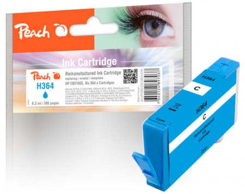 Peach 364 Cyan Tintenpatrone (Kompatibel) – 385 Seiten – für HP DeskJet 3520/3522/3524, PhotoSmart 5510/7510
