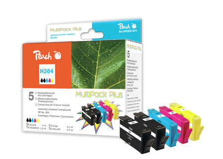 Peach 364 Tintenpatronen-Multipack, Schwarz/Cyan/Magenta/Gelb (Kompatibel) – für HP 364