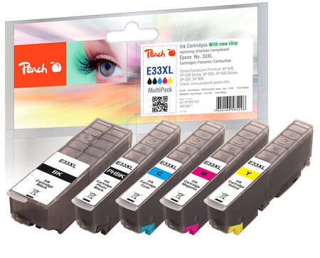 Peach Tintenpatronen-Multipack 33XL, CMYK, 4×15 ml, kompatibel – für Epson XP-530, XP-630, XP-635 und andere