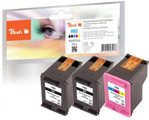 Peach 62 Tintenpatronen-Multipack, Schwarz/Cyan/Magenta/Gelb (Kompatibel) – für HP Envy 5540/5640
