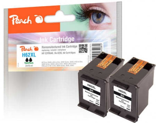 Peach Tintenpatronen-Multipack 62XL (C2P05AE), schwarz, XL, kompatibel – für HP Envy 5540 und andere