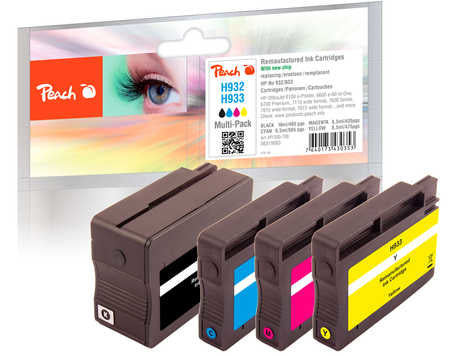 Peach Tintenpatronen-Multipack 932/933, 4er-Pack – für HP OfficeJet 7110, 7510, 7610 und andere