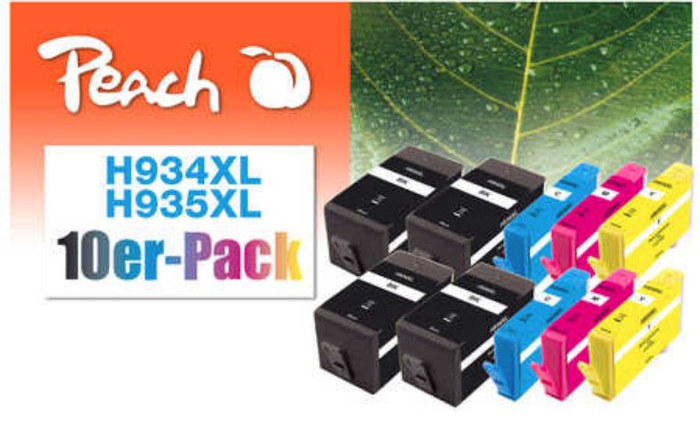 Peach Tintenpatronen-Multipack 934/935XL, XL, 10er-Pack, kompatibel – für HP OfficeJet 6812, 6815, 6820 und andere