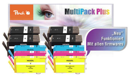 Peach Tintenpatronen-Multipack 934/935XL, XL, 10er-Pack, kompatibel – für HP OfficeJet 6812, 6815, 6820 und andere