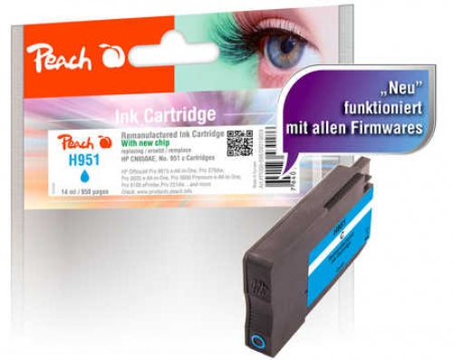 Peach 951 Cyan Tintenpatrone (Kompatibel) – 950 Seiten – für HP OfficeJet Pro 251dw/276dw, 8100, 8600…