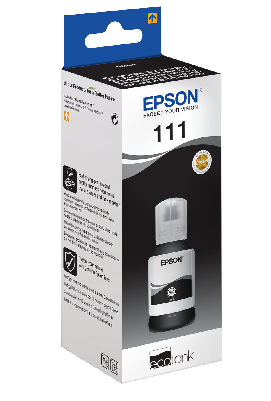 Epson 111 Schwarz Tintenpatrone (Original) – 6'000 Seiten – für EcoTank ET‑M3180/ET‑M3170/ET‑M3140 …
