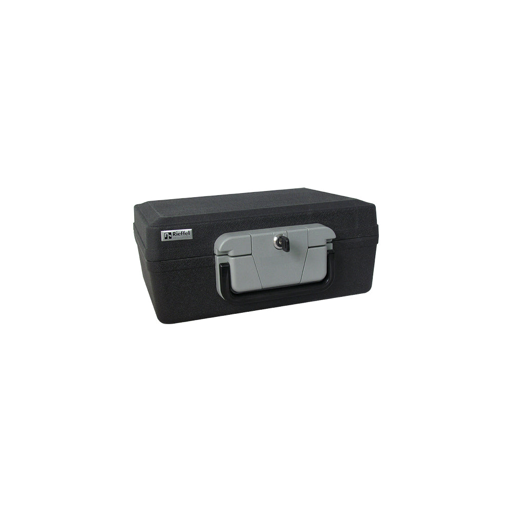 Rieffel Feuerschutzbox – feuerfest, Kunststoff, schwarz, 389 × 165 × 300 mm
