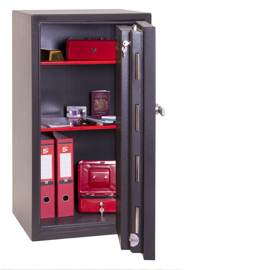 Phoenix Safe Co. Phoenix Tresor ELARA HS3553E – Elektronik + Schlüssel – 110 l – feuerfest – Boden-/Wandmontage – Graphitgrau