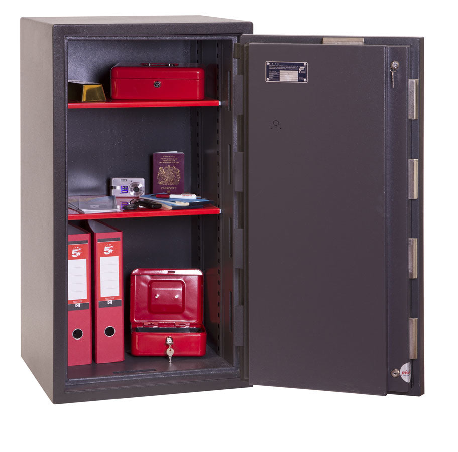 Phoenix Safe Co. Phoenix Tresor ELARA HS3553E – Elektronik + Schlüssel – 110 l – feuerfest – Boden-/Wandmontage – Graphitgrau