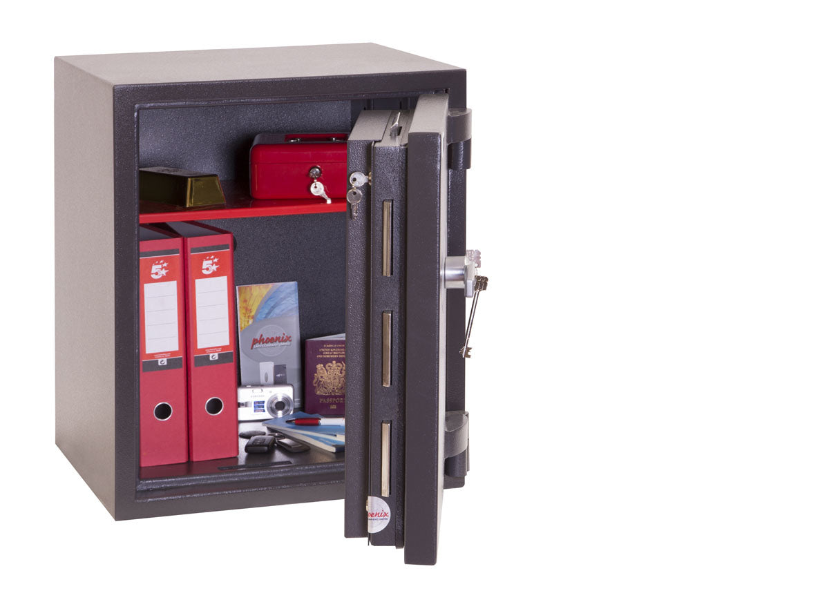 Phoenix Safe Co. Phoenix Wandtresor Mercury HS2052K – Schlüsselschloss – 69 l – Feuerfest – Wandmontage – Graphitgrau