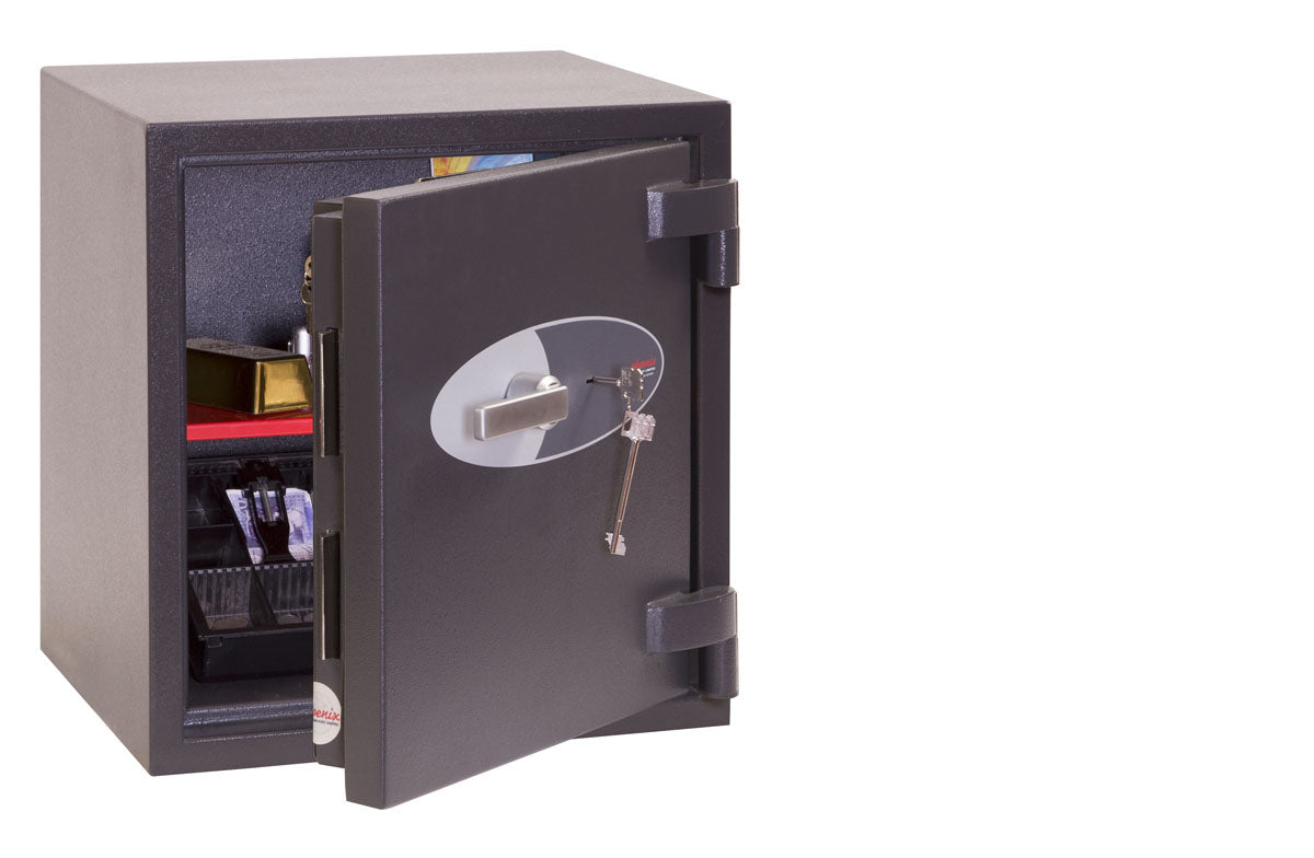 Phoenix Safe Co. Phoenix Wandtresor Mercury HS2051K – Schlüsselschloss – 56 l – Feuerfest – Wandmontage – Graphitgrau