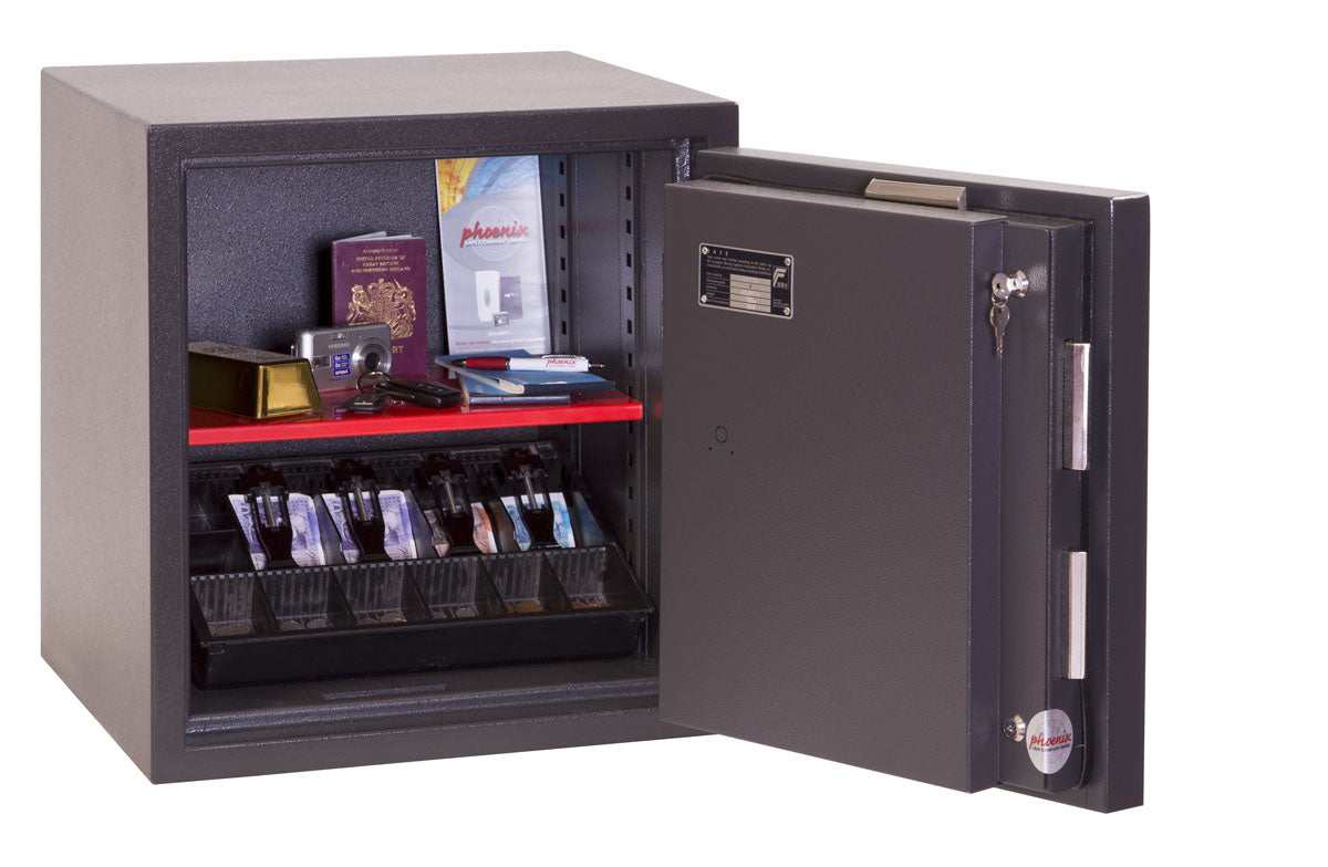 Phoenix Safe Co. Phoenix Wandtresor Mercury HS2051E – Elektronikschloss – 56 l – Feuerfest – Wandmontage – Graphitgrau
