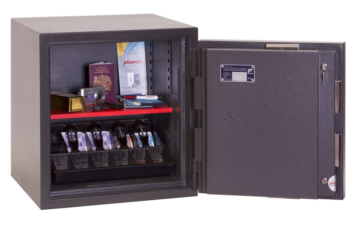 Phoenix Safe Co. Phoenix Wandtresor Mercury HS2051E – Elektronikschloss – 56 l – Feuerfest – Wandmontage – Graphitgrau