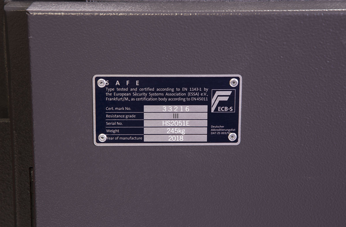 Phoenix Safe Co. Phoenix Wandtresor Mercury HS2051E – Elektronikschloss – 56 l – Feuerfest – Wandmontage – Graphitgrau