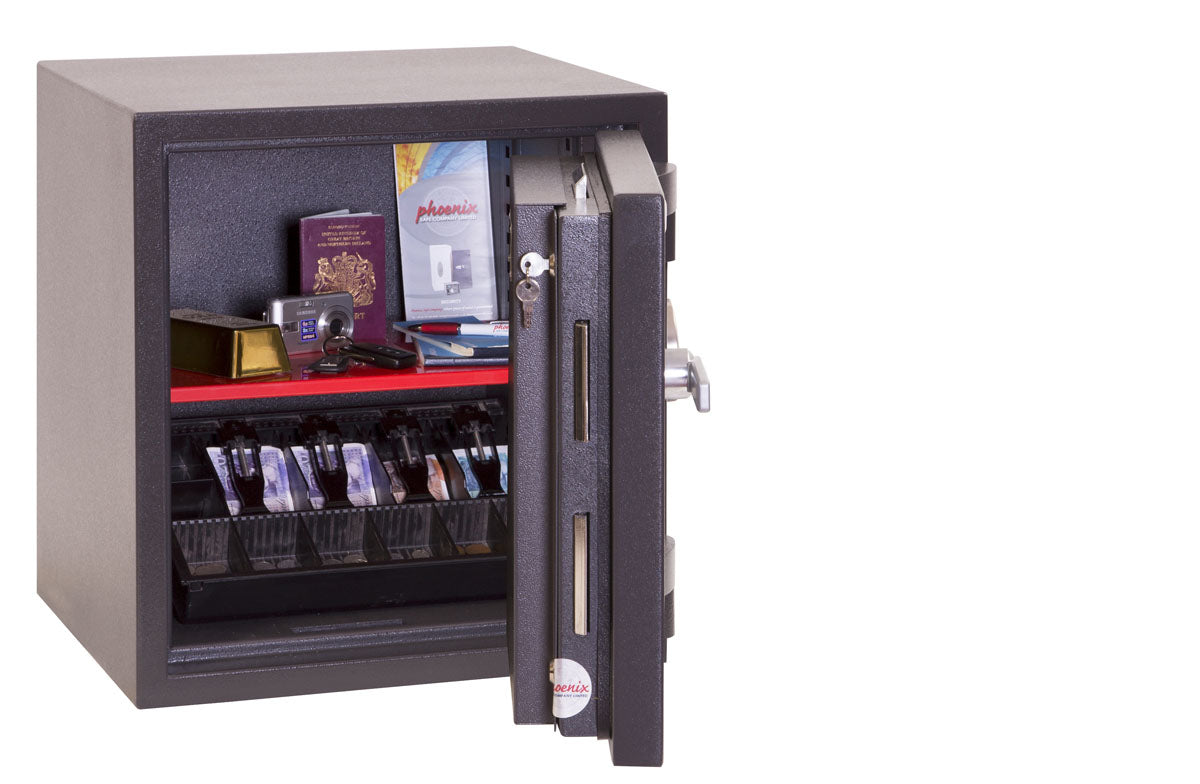 Phoenix Safe Co. Phoenix Wandtresor Mercury HS2051E – Elektronikschloss – 56 l – Feuerfest – Wandmontage – Graphitgrau