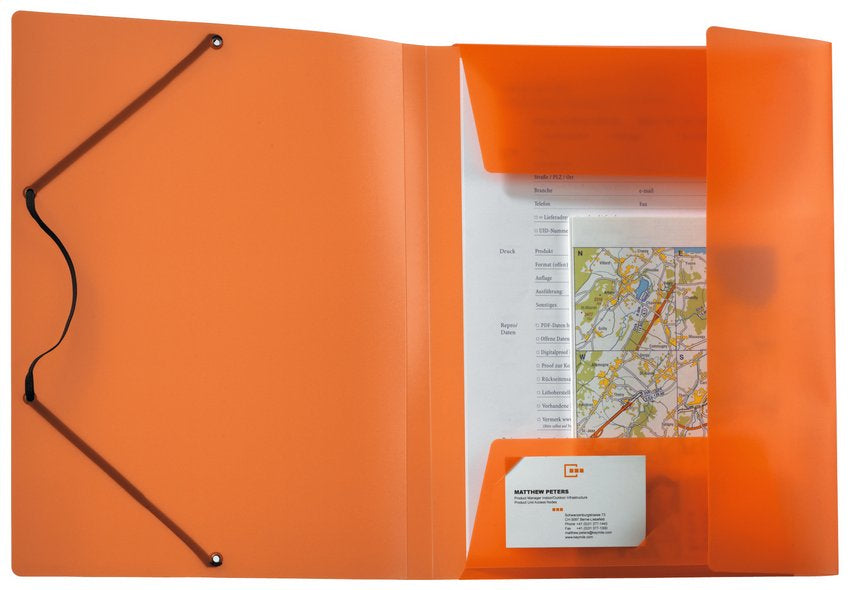 Kolma Sammelmappe für A4, Kunststoff, Orange, mit Gummizug