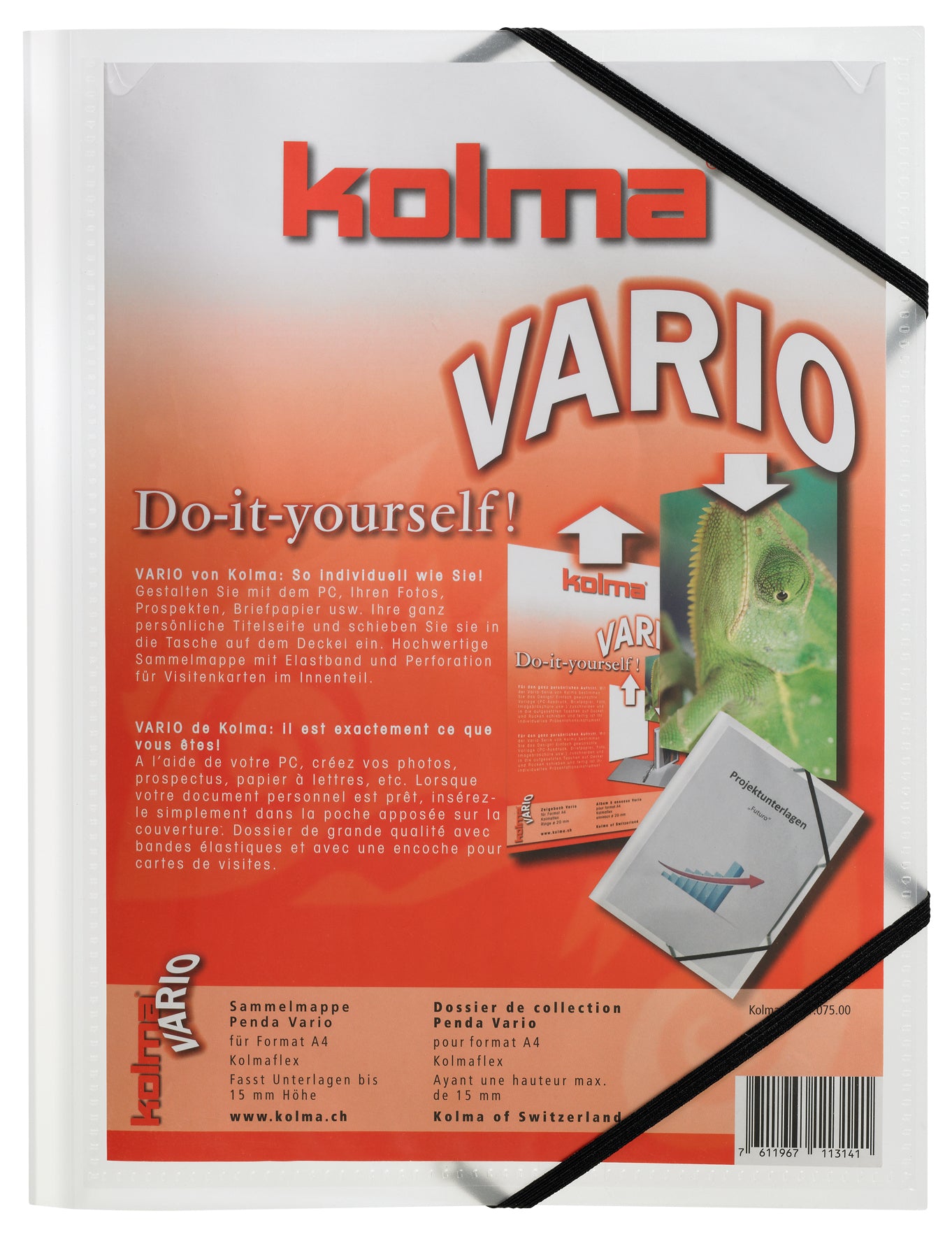 Kolma Sammelmappe, für A4, Kunststoff, farblos, mit Gummizug