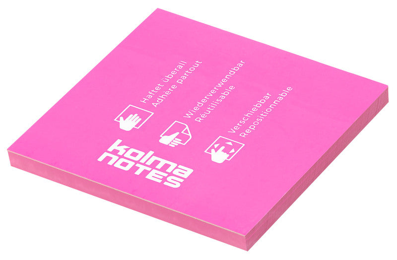 Kolma Haftnotizen – 76×76 mm – Neonpink, 100 Blatt, elektrostatisch, recyclingfähig