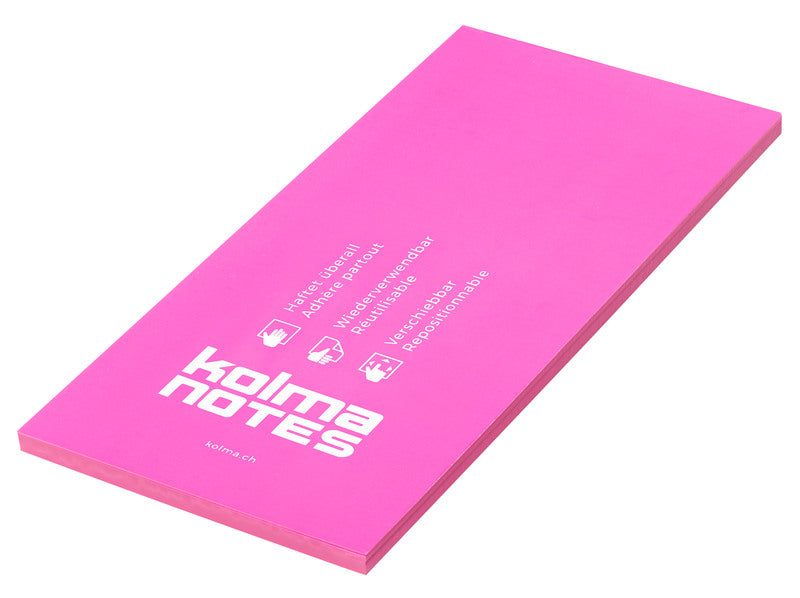 Kolma Haftnotizen – 99×210 mm – Neonpink, 100 Blatt, elektrostatisch