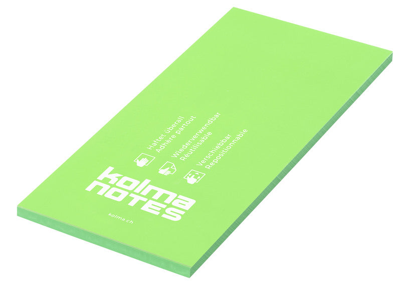Kolma Haftnotizen – 99×210 mm – Neongrün, 100 Blatt, elektrostatisch