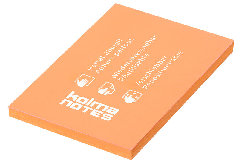 Kolma Haftnotizen – 74×105 mm – Neonorange, 100 Blatt, elektrostatisch, Kunststoff, recyclingfähig