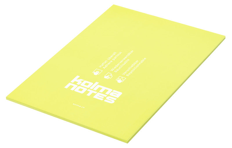 Kolma Haftnotizen – 148×210 mm – Neongelb, 50 Blatt, recyclingfähig, elektrostatisch
