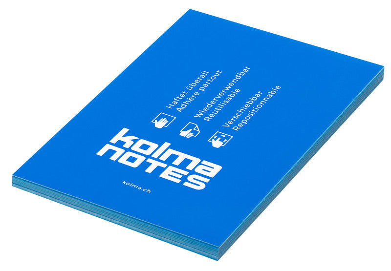 Kolma Haftnotizen – 105×148 mm – Neonblau, 100 Blatt, elektrostatisch, recyclingfähig