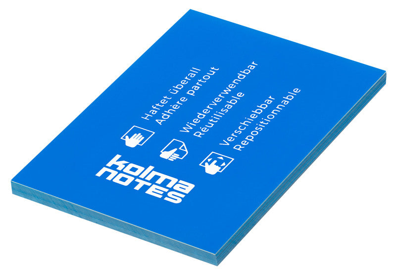 Kolma Haftnotizen – 74×105 mm – Neonblau, 100 Blatt, elektrostatisch, recyclingfähig