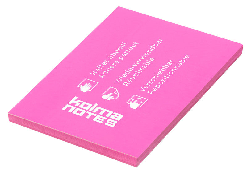Kolma Haftnotizen – 74×105 mm – Neonpink, 100 Blatt, elektrostatisch, recyclingfähig