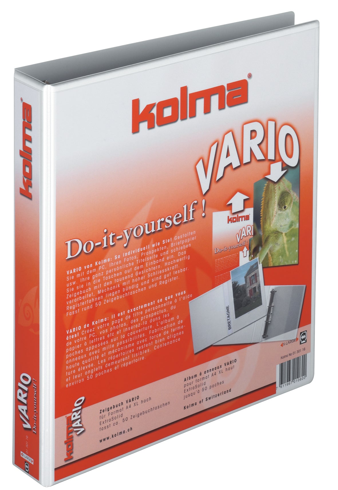 Kolma Sichtbuch Vario X-Large – A4, mit Fronttasche, Weiss, Kunststoff