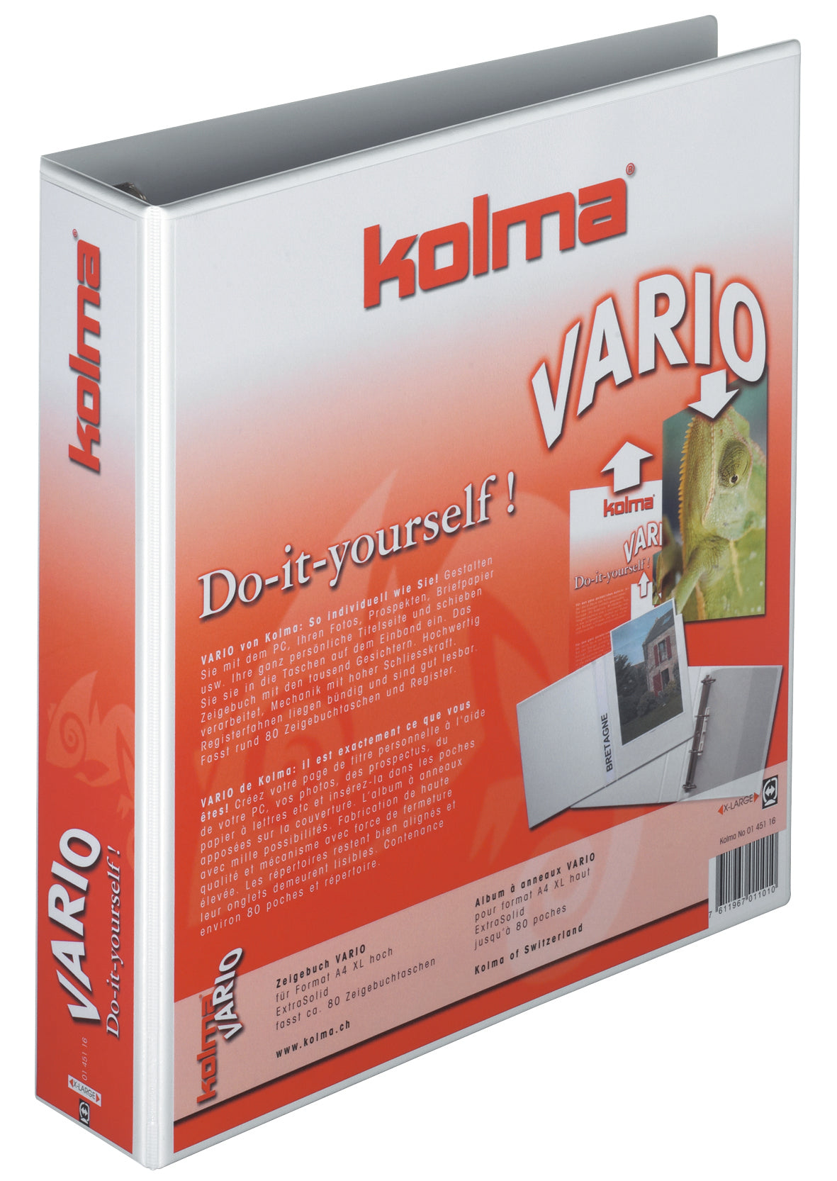 Kolma Sichtbuch Vario X-Large – A4, mit Fronttasche, Weiss, Kunststoff