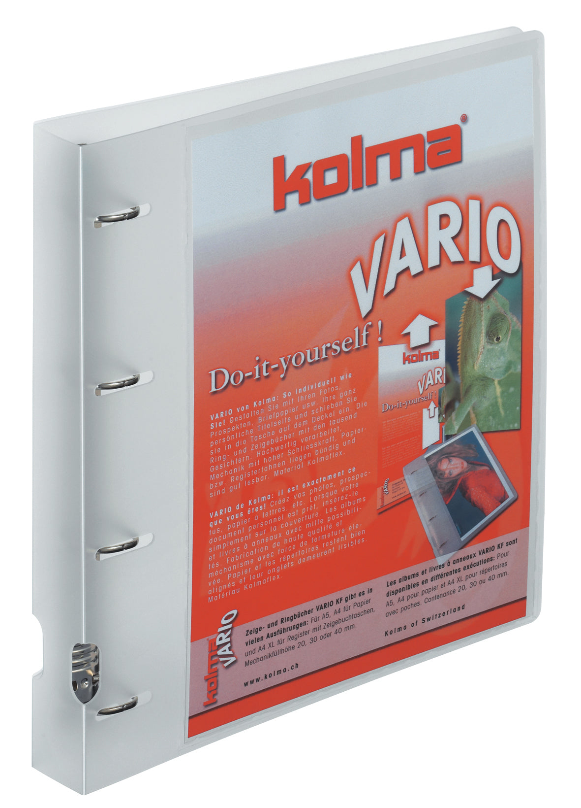 Kolma Sichtbuch Vario XL – A4, mit Fronttasche, 4-Ring-Bügelmechanik, transparent, Kunststoff