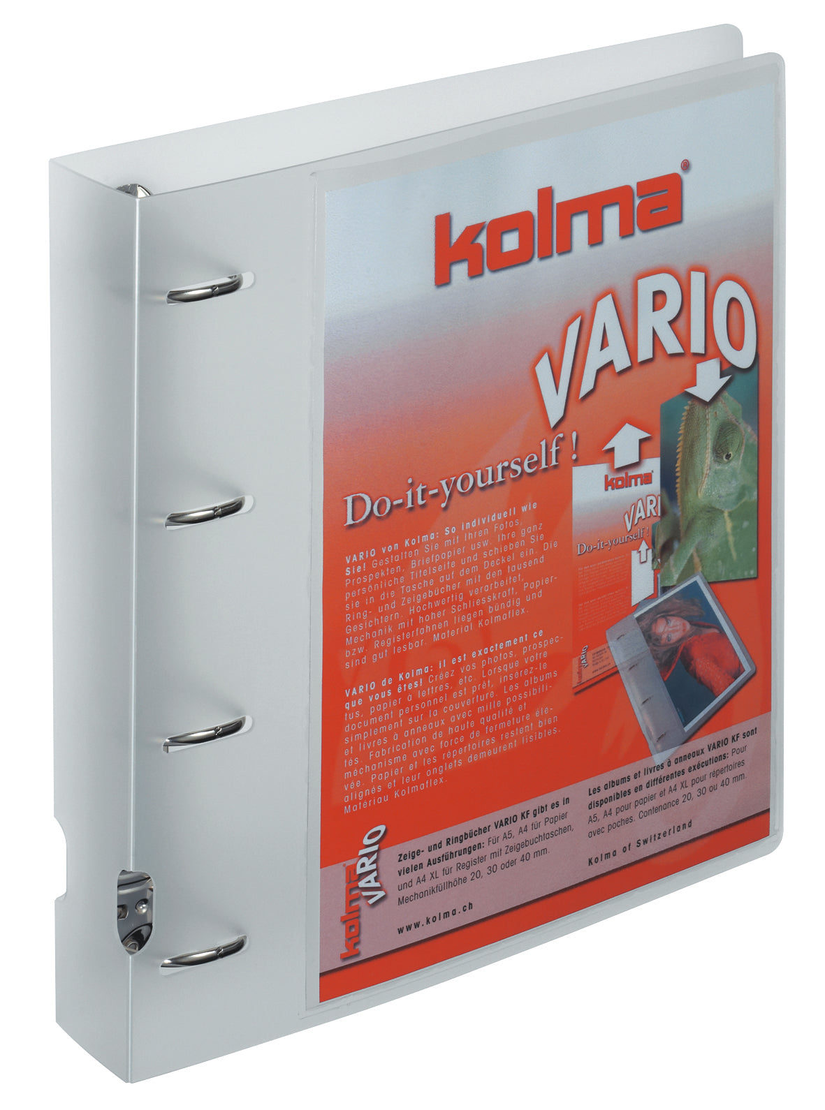 Kolma Sichtbuch Vario XL – A4, mit Fronttasche, Bügelmechanik, transparent, Kunststoff