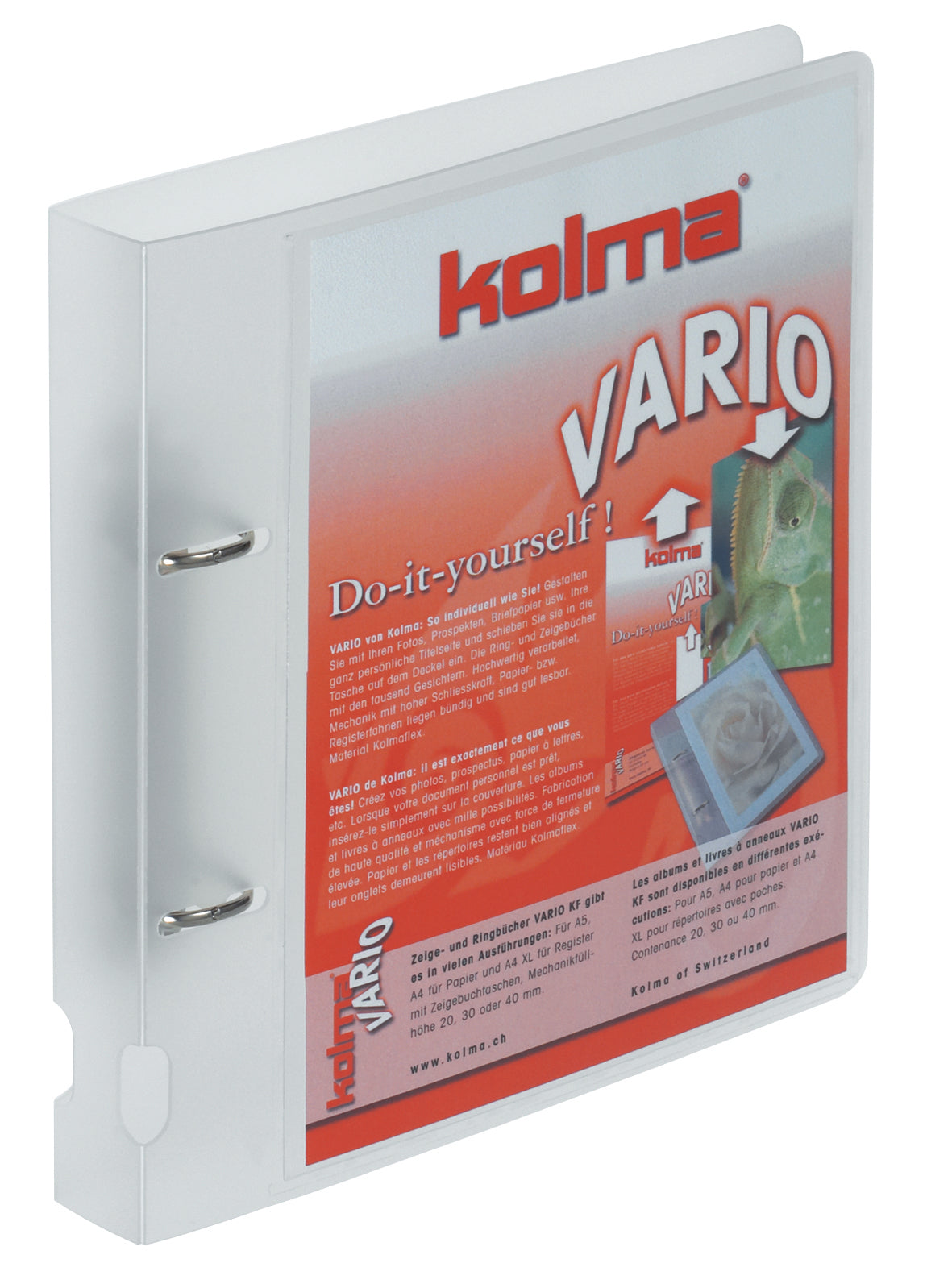 Kolma Zeigebuch Vario – A5 Hochformat – 2-Ring Bügelmechanik, Ø 20 mm – Transparent, mit Sichttasche