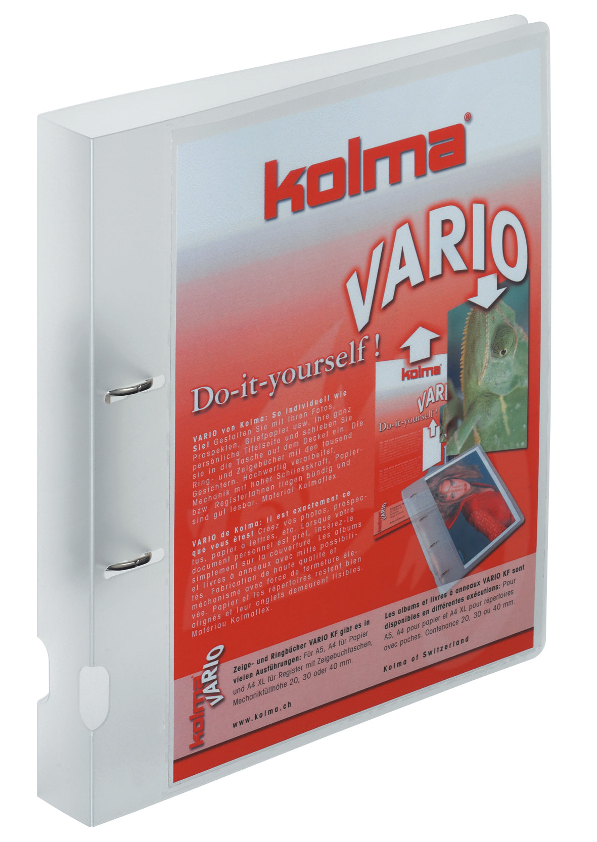 Kolma Zeigebuch Vario – A4 Hochformat – 2-Ring Bügelmechanik, Ø 30 mm – Transparent, mit Sichttasche