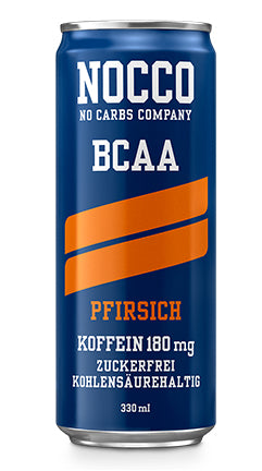 NOCCO Sportgetränk Pfirsich mit Koffein – 24 × 3,3 dl
