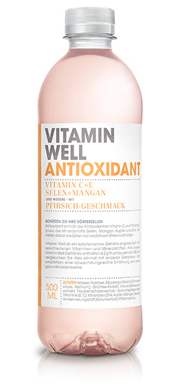 Vitamin Well Vitaminwasser Antioxidant, Pfirsich – 12 × 5 dl