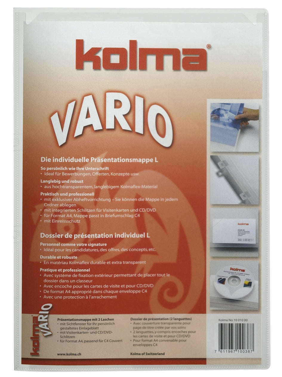 Kolma Konferenzmappe – A4, mit Fronttasche, integrierte Abheftvorrichtung, Kunststoff, transparent