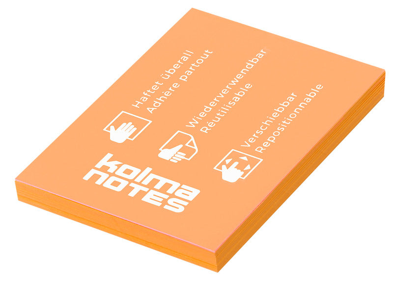Kolma Haftnotizen – 52×74 mm – Neonorange, 100 Blatt, elektrostatisch, recyclingfähig