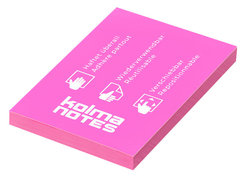 Kolma Haftnotizen – 52×74 mm – Neonpink, 100 Blatt, elektrostatisch, recyclingfähig
