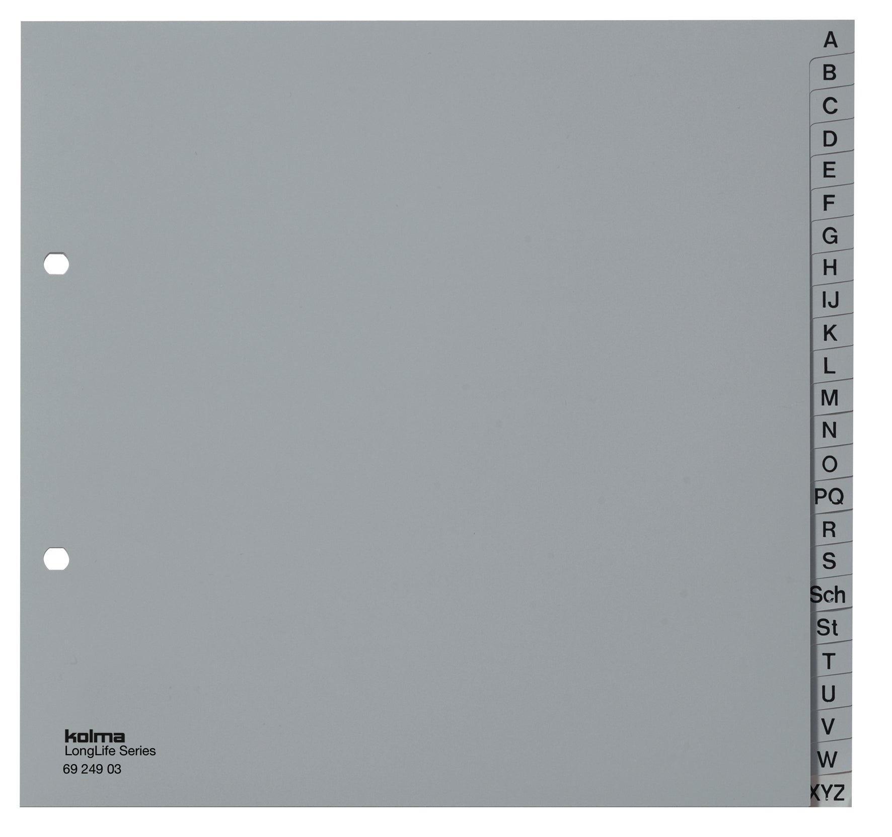 Kolma Register – 24-teilig, PVC, grau, vorgedruckt, teildeckend, 2-fach Lochung – für A4 hoch