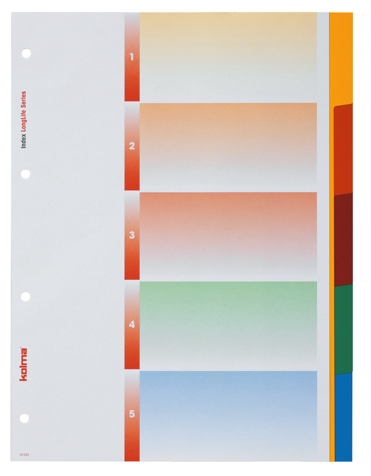 Kolma Register – A4, 5-teilig, PVC, farbig, unbedruckt, Indexblatt, 4-fach Lochung