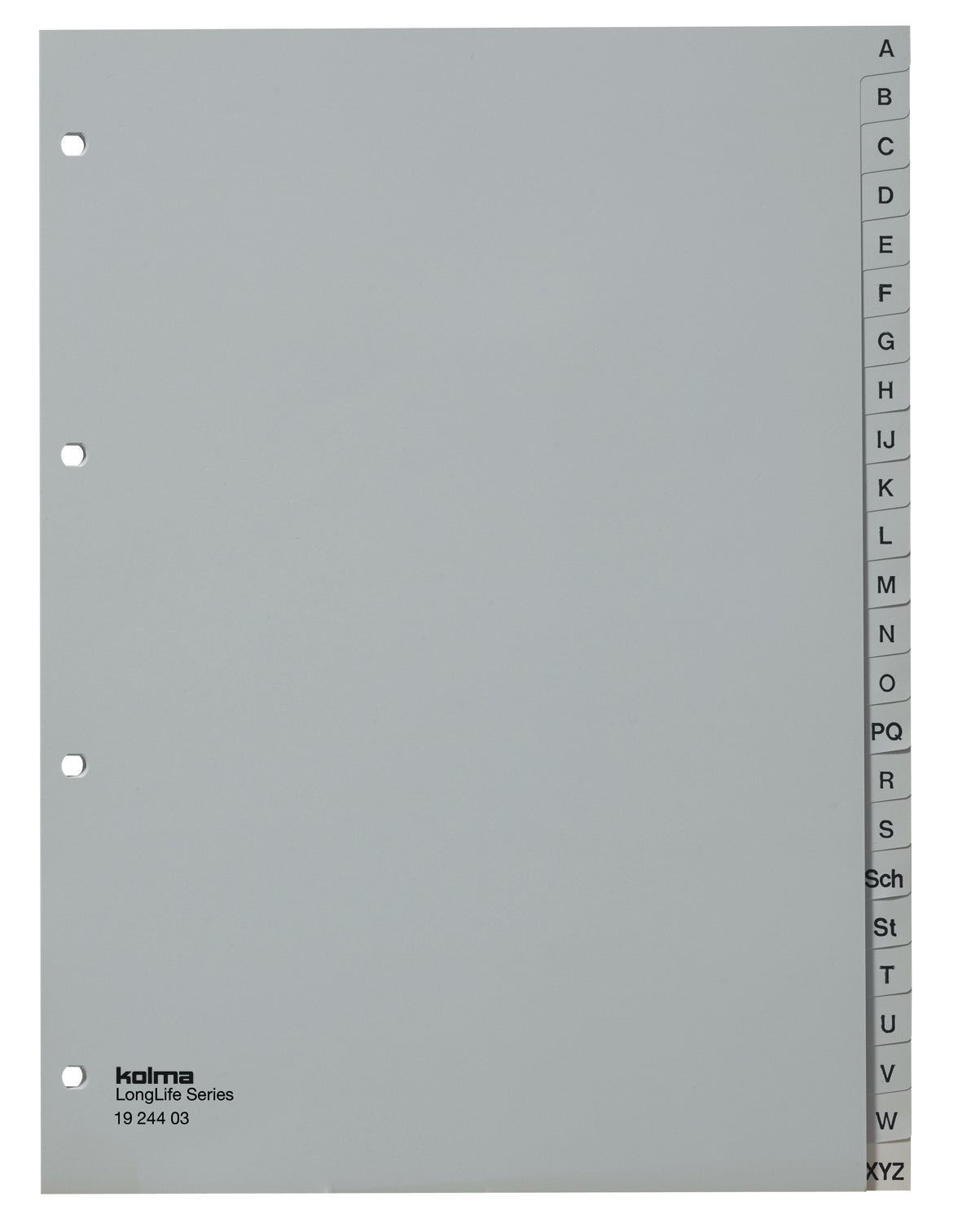 Kolma Register – A4, 24-teilig, PVC, grau, vorgedruckt, 4-fach Lochung