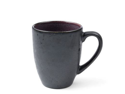 BITZ Kaffeetasse – 4er Set, 300 ml, Ø 8 cm, Steinzeug, Schwarz/Violett, spülmaschinenfest, mikrowellengeeignet