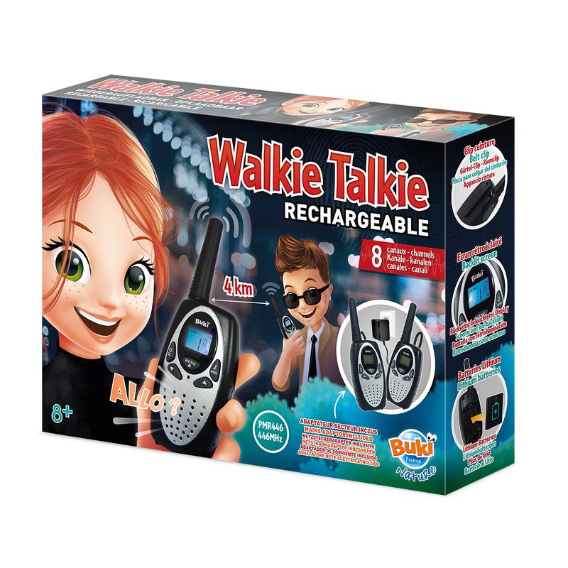 Buki Walkie-Talkie – 4 km Reichweite, 8 Kanäle – ab 8 Jahren – silber