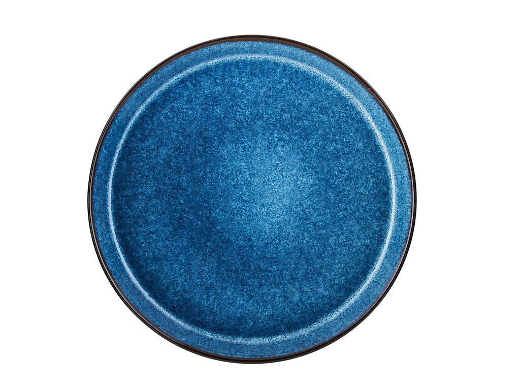 BITZ Speiseteller – 6er Set, Ø 27 cm, H 2,5 cm, Steinzeug, Schwarz/Dunkelblau, spülmaschinenfest