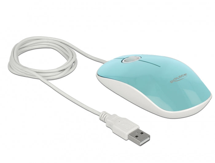 DeLOCK 12538 – Maus – Kabelgebunden (USB‑A), beidhändig, Türkis