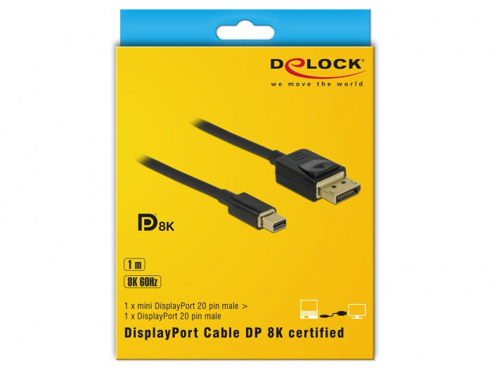 DeLOCK Mini DisplayPort auf DisplayPort Kabel DP 1.4 8K 60 Hz – 1 m