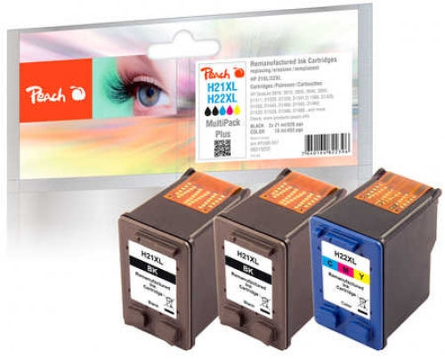 Peach Tintenpatronen-Multipack HP Nr. 21/Nr. 22, Magenta, 3er-Pack, kompatibel – für HP OfficeJet 4353 u. a.