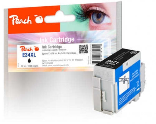 Peach 34XL Schwarz Tintenpatrone (Kompatibel) – 1'100 Seiten – für Epson WorkForce Pro WF-3700 Serie – T3471